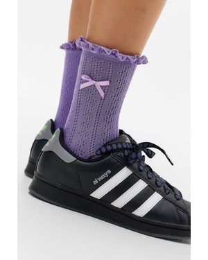 Out From Under Pointelle Bow Socks - Purple