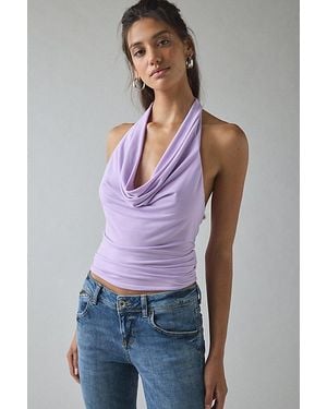 Silence + Noise Coyote Cowl Neck Halter Top - Purple