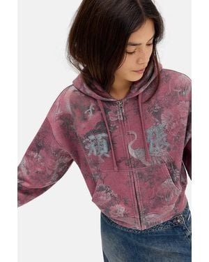 Kimchi Blue Good Luck Asiatic Zip-through Hoodie - Purple