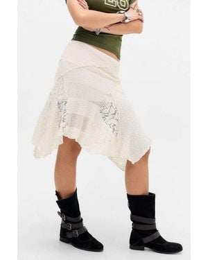 Urban Outfitters Uo Arlo Textured Awkward Midi Skirt - White