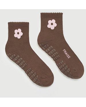 Fraise Petal Grip Sock - Brown
