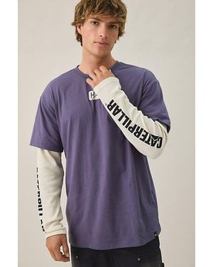 Caterpillar Cat Double Layer Long Sleeve Tee - Blue