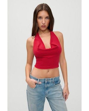Frankie's Bikinis X Jennie Briar Cloud Knit Halter Top - Red