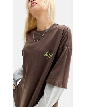 iets frans... Arlo Double Layer Long Sleeve Tee - Brown