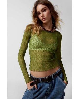 Out From Under Libby Sheer Lace Long Sleeve Top - Green