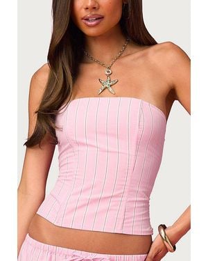 Edikted Barbie Icon Striped Strapless Corset - Pink