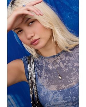 Bohomoon Lillie Cross Lariat Necklace - Blue