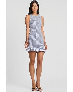 Onia Air Linen Smocked Boatneck Dress - White