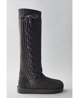 UGG Classic Tall Whipstitch Knit Boots - Black