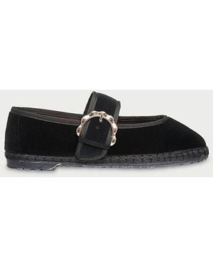 Flabelus Velvet Sophie Mary Jane Shoe - Black