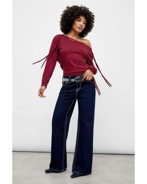 Jaded London Gaia Slashed Backless Stripe Top - Red
