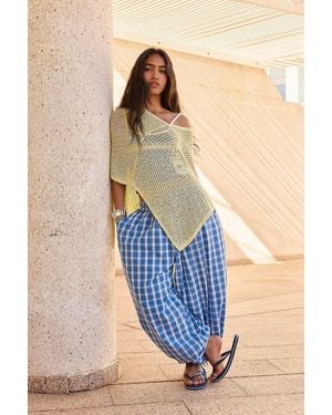 Out From Under Ezra Check Seersucker Balloon Trousers - Blue