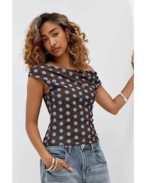Silence + Noise Silence + Noise Fia Spot Mesh Top - Brown