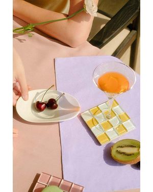 Subtle Studios Chocolate Checkered Glass Tile Coaster - Multicolor
