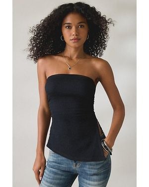 Urban Outfitters Uo Afterparty Asymmetric Side-Slit Flyaway Tube Top - Black