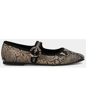 MIA Mia Miya Animal Print Mary Jane Flat - Black