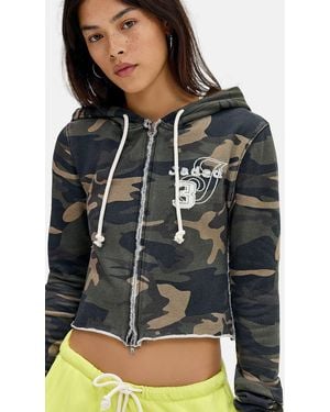Jaded London Camo Print Cleo Zip-through Hoodie Xs At Urban Outfitters - Black