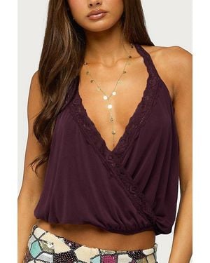 Edikted Eilen Lacey Wrap Halter Top - Purple