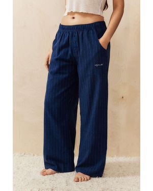 Out From Under Pinstripe Straight-leg Joggers - Blue