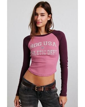 BDG Athletics Graphic Raglan Long Sleeve Tee - Red