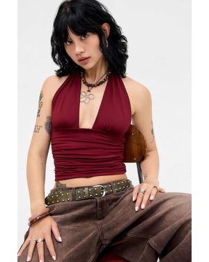 Silence + Noise Silence + Noise Anya Ruched Halterneck Top - Red