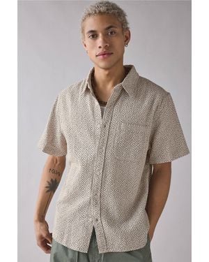 BDG Geometric Baggy Short Sleeve Shirt - Natural