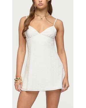 Edikted Iman Embroidered Cotton Cutout Mini Dress - White
