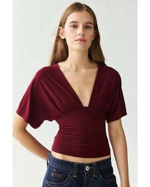 Kimchi Blue Sienna Deep-V Plunge Top - Red