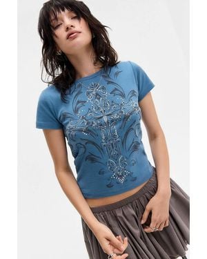 Urban Outfitters Uo Diamanté Cross Baby T-shirt - Blue