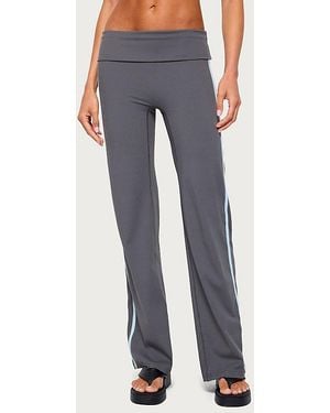 Edikted Anica Stripey Mid Rise Foldover Pants - Blue