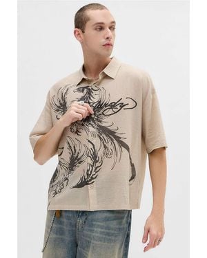 Ed Hardy Uo Exclusive Ecru Phoenix Shirt - Natural