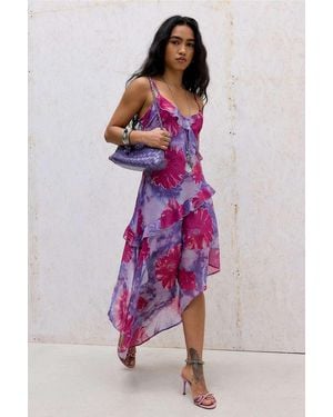 Urban Outfitters Uo Cara Ruffle Slip Midi Dress - Pink