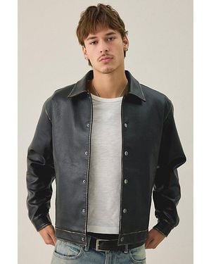 BDG Faux Leather Coaches Jacket - Gray