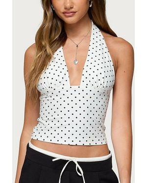 Edikted Blaire Polka Dot Halter Top - White