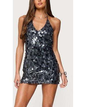 Edikted Carena Sequin Halter Mini Dress - Blue