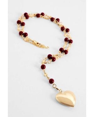 Silence + Noise Silence + Noise Burgundy Bead Heart Lariat Necklace - Metallic