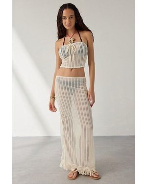 Urban Outfitters Uo Under The Sun Semi-Sheer Knit Tube Top + Maxi Skirt Set - Natural