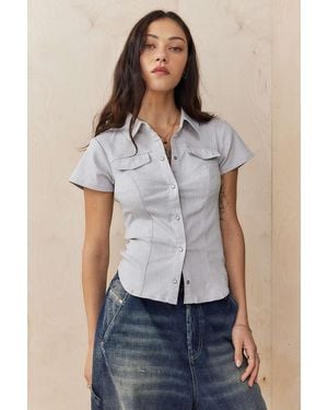 Silence + Noise Silence + Noise Polly Bengaline Shirt - Blue