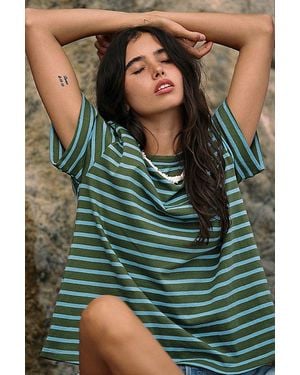 RAT BOI Striped Boifriend T-Shirt Top - Green