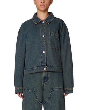 Obey Ines Boxy Cropped Denim Jacket - Blue