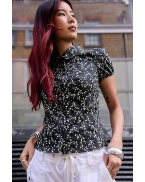 Kimchi Blue Clover Round Collar Shirt - Multicolour