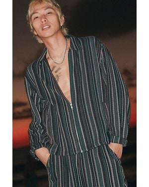Urban Outfitters Uo Fountain Beach Stripe Zip Jacket - Gray