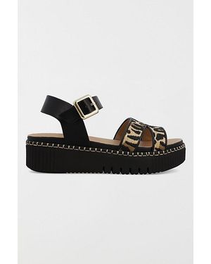 MIA Mia Jaiden Leopard Flatform Sandal - Black