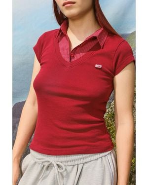 iets frans... Woven Collar Polo Shirt - Red