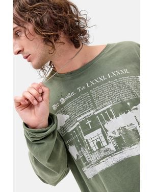 Jaded London Green Cropped Long Sleeve Graphic Tee