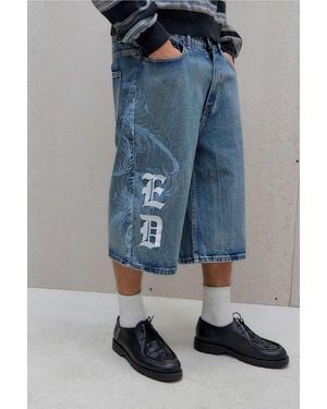 Ed Hardy Uo Exclusive Flying Gothic Jorts - Blue