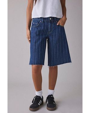 BDG Front Runner Printed Mid-Rise Baggy Jort - Blue