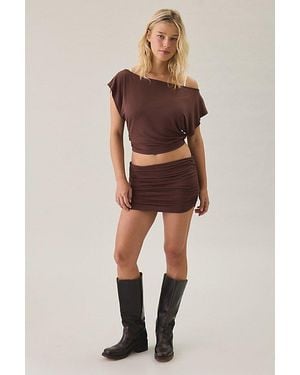 Out From Under Bid Day Ruched Mini Skort - Brown