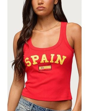Edikted Spain Ribbed Tank Top - Red