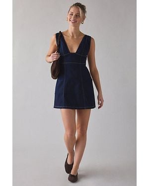 Urban Outfitters Uo Guilty Pleasure Plunging V-Neck Mini Dress - Blue